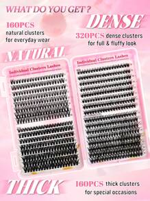 640PCS Individual Lash Clusters Large Capicity 30D+40D+50D D Curl 9-16mm Mixed DIY Lash Clusters Natural Look&Extra Thick&Wispy&Mega Volume Reusable DIY Eyelash Extension Kit With Makeup Tool Tweezers&Brushes For Beginner Use At Home Or On-The-Go For Dail