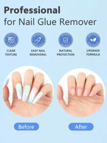 Nail Glue Remover Glue 15ml For False Nails, Press On Nails Glue Remover For Fake Nail Tips Acrylic Nail Adhesive Remover With Cuticle Pusher