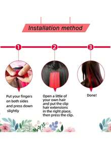 5 Pieces Of Straight Hair Clip Style Color Extensions, Synthetic 20 Inch Women's Extended Hair, Suitable For Daily Party Wearing Wigs, Role-Playing, Halloween, Christmas Wear