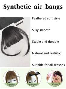 Synthetic Clip In Bangs Front Neat Black Brown Bangs Hairpiece Fake Wig Piece Bangs Hairpiece Clip In Hair Extensions For Women Daily Wear