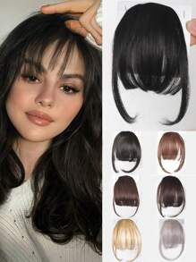 Synthetic Clip In Bangs Front Neat Black Brown Bangs Hairpiece Fake Wig Piece Bangs Hairpiece Clip In Hair Extensions For Women Daily Wear