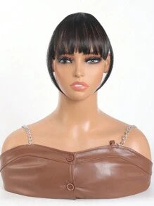 Synthetic Clip In Bangs Front Neat Black Brown Bangs Hairpiece Fake Wig Piece Bangs Hairpiece Clip In Hair Extensions For Women Daily Wear