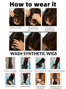 Synthetic Clip In Bangs Front Neat Black Brown Bangs Hairpiece Fake Wig Piece Bangs Hairpiece Clip In Hair Extensions For Women Daily Wear