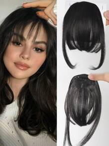Synthetic Clip In Bangs Front Neat Black Brown Bangs Hairpiece Fake Wig Piece Bangs Hairpiece Clip In Hair Extensions For Women Daily Wear