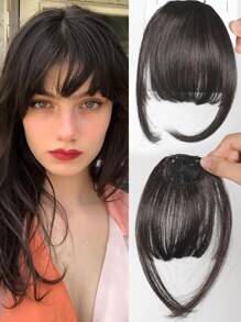 Synthetic Clip In Bangs Front Neat Black Brown Bangs Hairpiece Fake Wig Piece Bangs Hairpiece Clip In Hair Extensions For Women Daily Wear