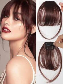 Synthetic Clip In Bangs Front Neat Black Brown Bangs Hairpiece Fake Wig Piece Bangs Hairpiece Clip In Hair Extensions For Women Daily Wear