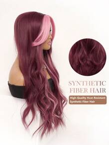 Gorgeous Soft Long Waves Dark Red Highlight Pink Natural Look Glamor Women Daily Party Wig Synthetic Loose Fashion Cool Wig Romantic Elegant Cute Halloween Christmas Cosplay Used Casual Street Heat Resistant Wig 34 Inch