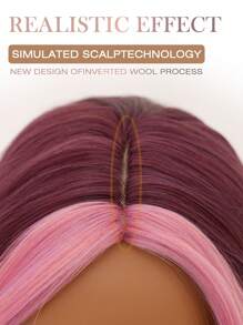 Gorgeous Soft Long Waves Dark Red Highlight Pink Natural Look Glamor Women Daily Party Wig Synthetic Loose Fashion Cool Wig Romantic Elegant Cute Halloween Christmas Cosplay Used Casual Street Heat Resistant Wig 34 Inch