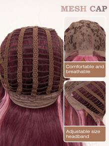 Gorgeous Soft Long Waves Dark Red Highlight Pink Natural Look Glamor Women Daily Party Wig Synthetic Loose Fashion Cool Wig Romantic Elegant Cute Halloween Christmas Cosplay Used Casual Street Heat Resistant Wig 34 Inch