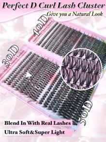 640PCS Individual Lash Clusters Large Capacity 30D+40D+50D D Curl 9-16mm DIY Lash Clusters Natural Look&Extra Thick&Wispy&Ultra Soft&Super Light Reusable Individual Segmented False Eyelashes Eyelash Extension Kit With Makeup Tools 2 Lash Brushes For Begin