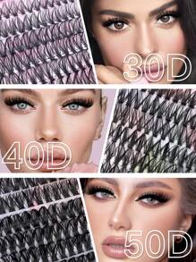 640PCS Individual Lash Clusters Large Capacity 30D+40D+50D D Curl 9-16mm DIY Lash Clusters Natural Look&Extra Thick&Wispy&Ultra Soft&Super Light Reusable Individual Segmented False Eyelashes Eyelash Extension Kit With Makeup Tools 2 Lash Brushes For Begin