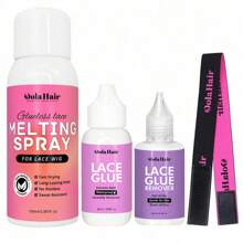 4pcs /Set Including: 2fl.Oz/ 100ml Lace Melting And Holding Spray Glue-Less Liquid Adhesive, Suitable For Closure Hair Extension Extra Hold Natural Forming Hold Protect Edge,Lace Glue And Remover For Front Lace Wig Hair Glue Wig Glue Lace Wig Glue Lace Gl