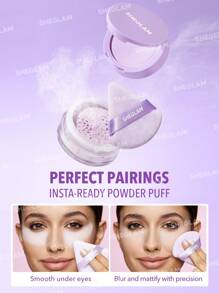 SHEGLAM Insta-Ready Face & Under Eye Setting Powder Duo-Taro Oil-Control Poreless Flawless Full Coverage Lightweight Pressed Powder Loose Setting Powder Purple Brightening Smoother-Looking Setting Powder Face Makeup Brand Beauty Makeup Face Paint Cosmetic
