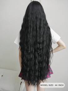 NICKY WALL Super Long Black Cosplay Lolita Wig Loose Wave Curly Cute Wigs With Bangs Natural Fashionable Synthetic Heat Resistant Fiber Wigs For Women & Girls Daily Party Use 44 Inch