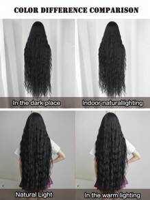 NICKY WALL Super Long Black Cosplay Lolita Wig Loose Wave Curly Cute Wigs With Bangs Natural Fashionable Synthetic Heat Resistant Fiber Wigs For Women & Girls Daily Party Use 44 Inch