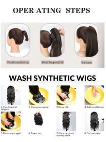 Claw Ponytail Extensions Hair Black Color 26-28 Inch Long Water Wave Hair Heat Resistant Fiber Synthetic Hairpiece For Women Girls Party Daily Use