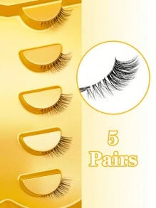 5 Pairs Half Lashes Clear Band Eyelashes Cat Eye False Eyelashes Short Soft 3d Faux Mink Eyelashes Soft Natural Makeup-5 Pairs/Box Mini And Cute Super Short Half Eye Lashes With Thin And Transparent Stems, Lengthened End, Natural Curly Appearance, Reusabl