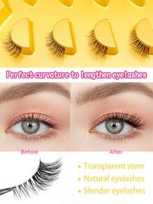 5 Pairs Half Lashes Clear Band Eyelashes Cat Eye False Eyelashes Short Soft 3d Faux Mink Eyelashes Soft Natural Makeup-5 Pairs/Box Mini And Cute Super Short Half Eye Lashes With Thin And Transparent Stems, Lengthened End, Natural Curly Appearance, Reusabl