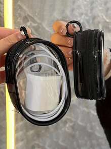 2pcs/1pc Portable Mini Clear Zipper Storage Pouch, Multi-Functional Jewelry Organizing Bag For Earphones, Power Bank, Keychains, Rings, Perfume, Unisex Travel Essential (Keychain Style Random) ,Jewellery Box,Pouch,Makeup Brush Holder,Brush Holder,Perfume