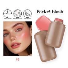 lakerain SHEIN X Milania Lakerain Pocket Blush, Creamy Stick Blush, Lightweight Formula, Long-Lasting Waterproof Moisturizing, Natural Finish, All Skin Tones, 6 Colors, Makeup Stick For Cheeks, Eyes, Lips, ≤300g