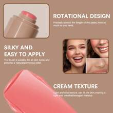 lakerain SHEIN X Milania Lakerain Pocket Blush, Creamy Stick Blush, Lightweight Formula, Long-Lasting Waterproof Moisturizing, Natural Finish, All Skin Tones, 6 Colors, Makeup Stick For Cheeks, Eyes, Lips, ≤300g