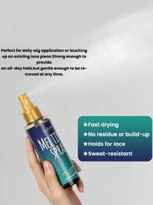 Lace Melting Spray And Holding Spray(120ml), Extreme Hold Melting Spray For Lace Wigs, Glueless, Strong Natural Finishing Hold, Dries Quickly, Wig Melting Spray & Hair Adhesive for Wigs