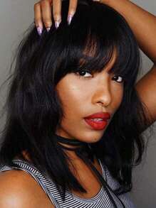 14 Inch Wavy Synthetic Wig With Bangs Short Bob  Wigs Curly Wavy Shoulder Length  Wig Daily Colorful Wig