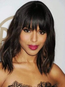 14 Inch Wavy Synthetic Wig With Bangs Short Bob  Wigs Curly Wavy Shoulder Length  Wig Daily Colorful Wig