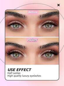 Asiteo Asiteo 7 Pairs Half Lashes Natural Look False Eyelashes Cat Eye Wispy Natural Half Eyelashes Clear Band Lashes