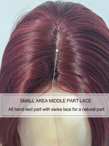 Cosplay Anterior Forehead Lace Long Wavy Wigs Hair, Center Split Wig,Anterior Forehead-Shaped Lace 4*1  Red Burg 26 Inch Semi Woven Daily Natural, Smooth And Realistic Wig(Accessories Not Included)
