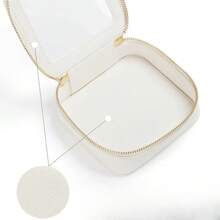 1pc Clear Small Cosmetic Bag For Purse Clear Mini Makeup Bag For School Cute Clear Make Up Pouch For Travel Tiny Leather White Make Up Organizer Case For Backpack Toiletry Bag Waterproof Square Pouch With Zipper, Pencil Case, Lipstick Pack Bag