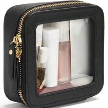 1pc Clear Small Cosmetic Bag For Purse Clear Mini Makeup Bag For School Cute Clear Make Up Pouch For Travel Tiny Leather White Make Up Organizer Case For Backpack Toiletry Bag Waterproof Square Pouch With Zipper, Pencil Case, Lipstick Pack Bag