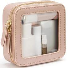1pc Clear Small Cosmetic Bag For Purse Clear Mini Makeup Bag For School Cute Clear Make Up Pouch For Travel Tiny Leather White Make Up Organizer Case For Backpack Toiletry Bag Waterproof Square Pouch With Zipper, Pencil Case, Lipstick Pack Bag