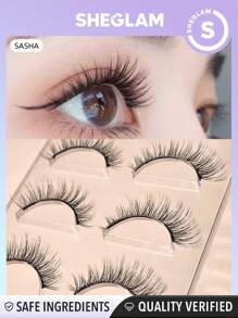 SHEGLAM Girl Next Door Natural False Eyelashes-Sasha 3 Pairs Extra Long Natural Lightweight Comfortable Tapered Fuller Longer Thicker False Eyelashes Diy Eyelash Extension Fake Eyelashes Brand Beauty Makeup Face Paint Cosmetic For Women Girls Perfect For