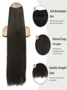 Black Extra Long Straight Hair 5 Clips Hair Extensions Ponytail Extension For Ladies Girls 20~40 Inches Clip In Extensions Hairpieces For Women Suitable For Various Occasions Including Music Festivals, Parties, Cosplay,Holidays And All Seasons