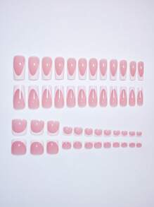 288Pcs French Ballet Series Nail Stickers, Suitable For All Women And Girls, With Pure Glitter And French Design, Suitable For Everyday Wear Press On Nails Nail Supplies Nails