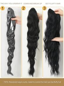 Claw Ponytail Extensions Hair Black Color 26-28 Inch Long Water Wave Hair Heat Resistant Fiber Synthetic Hairpiece For Women Girls Party Daily Use
