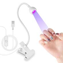 Mini UV LED Curing Lamp - USB Powered, Flexible Gooseneck, 360° Bend, Clamp-On Design For Gel Polish & Resin Crafts, Portable Manicure Light With Concentrated Glass Mirror , For Home And Nail Salon Use