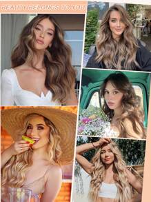16inch 20inch Hair Extensions Clip In, 4PCS Wavy Hair Extension, Dark Blonde With Highlights Hair Extensions For Women