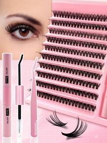 200PCS Dramatic C-Curl 8-16MM Mix DIY Lash Extension Kit Set DIY Bottom Lashes Eyelashes Book Big Volume Soft Individual Cluster Lashes Create A Fluffy Natural Wispy Y2k Butterfly Elements Pink Base Card Look At Home Long Lasting DIY Lashes Glue, DIY Glue