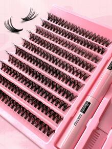 200PCS Dramatic C-Curl 8-16MM Mix DIY Lash Extension Kit Set DIY Bottom Lashes Eyelashes Book Big Volume Soft Individual Cluster Lashes Create A Fluffy Natural Wispy Y2k Butterfly Elements Pink Base Card Look At Home Long Lasting DIY Lashes Glue, DIY Glue