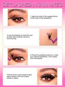 200PCS Dramatic C-Curl 8-16MM Mix DIY Lash Extension Kit Set DIY Bottom Lashes Eyelashes Book Big Volume Soft Individual Cluster Lashes Create A Fluffy Natural Wispy Y2k Butterfly Elements Pink Base Card Look At Home Long Lasting DIY Lashes Glue, DIY Glue