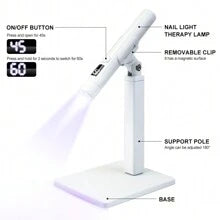 Mini U V LED Nail Lamp Handheld With Stand,360° Rotating Handheld USB Nail Lamp Set With Dual-Function Nail Straight Light,Portable UV LED Nail Dryer For Home And Nail Salon Use (White)