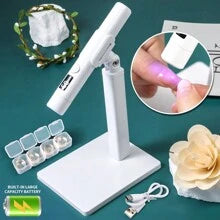 Mini U V LED Nail Lamp Handheld With Stand,360° Rotating Handheld USB Nail Lamp Set With Dual-Function Nail Straight Light,Portable UV LED Nail Dryer For Home And Nail Salon Use (White)