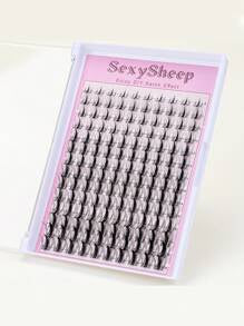 SEXYSHEEP 140pcs D Curl, Cluster False Eyelashes Mix Pack, Curling, Lengthening And Thickening Effect, No Drop-Off, Soft And Natural Looking, 10-16mm Mixed DIY Lash Clusters Natural Look&Wispy&Extra Thick&Long-Lasting DIY Eyelash Extension Kit With Bond A