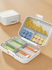 1pc 7-Compartment Portable Travel Mini Pill Case, Waterproof Moisture-Proof Pill Storage Container, Suitable For Storing Medication, Rings And Other Small Items