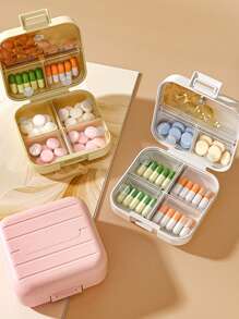 1pc 7-Compartment Portable Travel Mini Pill Case, Waterproof Moisture-Proof Pill Storage Container, Suitable For Storing Medication, Rings And Other Small Items