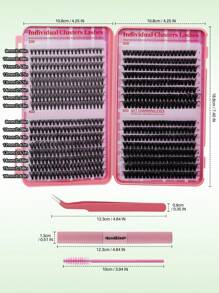 SHEIN X Milania 624PCS Mixed DIY Lash Extension Kit High Capacity Individual Lash Clusters 9-16MM Mixed D Curl Effect Natural Look Wispy Soft And Comfortable False Eyelashes Long-Lasting Individual Lashes Kit With Lash Bond&Seal And Tweezers And Lash Brus