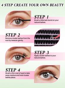 SHEIN X Milania 624PCS Mixed DIY Lash Extension Kit High Capacity Individual Lash Clusters 9-16MM Mixed D Curl Effect Natural Look Wispy Soft And Comfortable False Eyelashes Long-Lasting Individual Lashes Kit With Lash Bond&Seal And Tweezers And Lash Brus