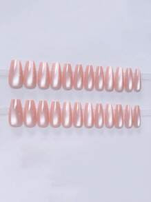24Pcs Fashion Faux Gemstone Cat Eye Nail Art Set, Suitable For Party, Wedding, Everyday Wear, Includes Gel Polish & Nail File Press On Nails Nail Supplies Nails